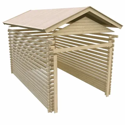 Garage Blockhausgarage mit Tor 40 mm naturbelassen Produktbild #8