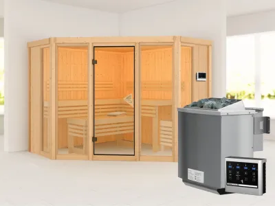 Sauna Alcinda mit bronzierter Glastür + 9 kW Bio-Kombiofen mit ext. Strg. Produktbild #6