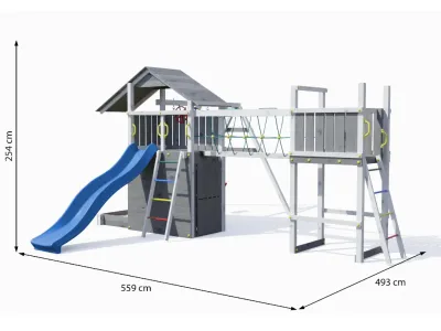 Spielturm Smart 7 Bridge grau-weiß inkl. Rutsche blau Produktbild #7