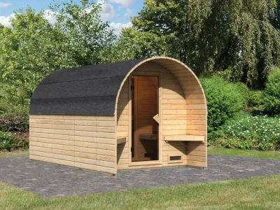 Saunafasshaus 3 mit Vorraum 38 mm naturbelassen Produktbild #6