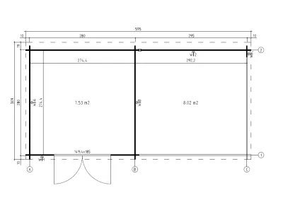 Gartenhaus Blockbohlenhaus Orlando Exklusiv 28 mm naturbelassen mit 3 m Anbau Produktbild #4