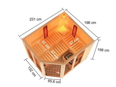 Multifunktionssauna Ava mit bronzierter Glastür + 9 kW Bio-Kombiofen ext. Strg. Produktbild #7