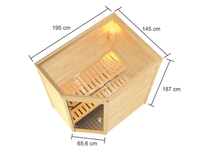 Sauna Jella mit bronzierter Glastür + 3,6 kW Plug & Play Saunaofen integr. Strg. Produktbild #2