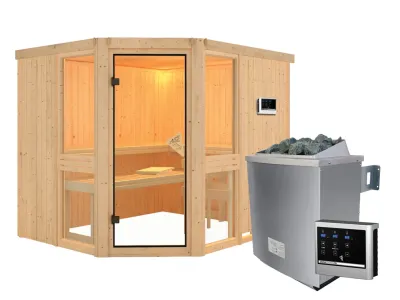 Sauna Systemsauna Amelia 3 inkl. 9 kW Saunaofen ext. Steuerung Produktbild #8