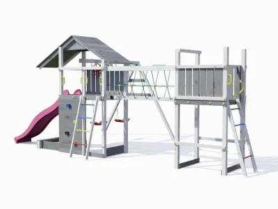 Spielturm Smart 2 Bridge grau-weiß inkl. Rutsche pink Produktbild #4