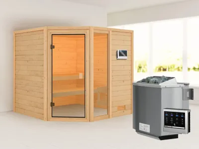 Sauna Tabea mit bronzierter Glastür + 9 kW Bio-Kombiofen ext. Strg. Produktbild #1