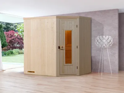 Sauna Elementsauna Varberg 1 HT isolierte Holztür mit Glasausschnitt Produktbild #1