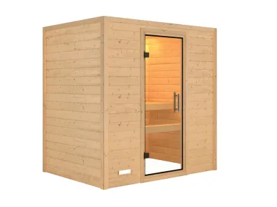 Sauna Massivholzsauna Sonja Klarglas Ganzglastür Produktbild #6