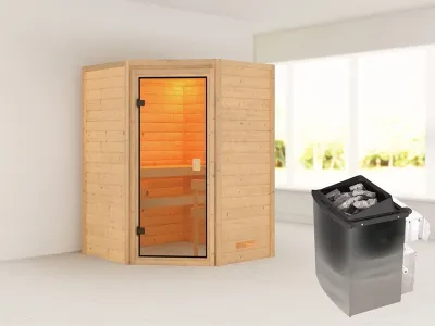Sauna Massivholzsauna Antonia, inkl. 9 kW Ofen mit integrierter Steuerung Produktbild #1