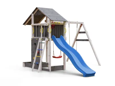 Spielturm Smart 2 grau-weiß inkl. Rutsche blau Produktbild #5