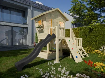 Stelzenhaus Big Birdy KDI inkl. Rutsche grau Produktbild #2