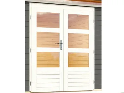 Gartenhaus SET Kastorf 7 28 mm terragrau inkl. 3,2 m Anbaudach + Rückwand Produktbild #3