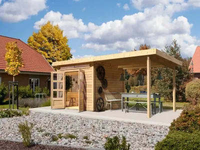 Gartenhaus SET Kandern 6 28 mm naturbelassen, inkl. 3,2 m Anbaudach Produktbild #11