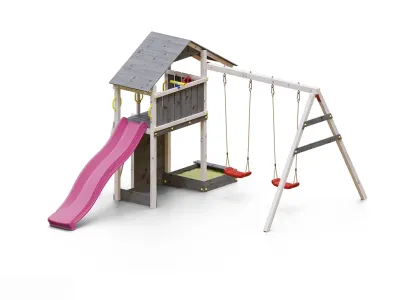 Spielturm Smart 2 grau-weiß inkl. Rutsche pink Produktbild #4