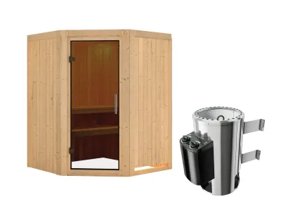 Sauna Systemsauna Nanja graphit Ganzglastür + Plug & Play Saunaofen mit Steuerung Produktbild #6