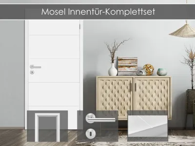 Türenset Mala 10 Weißlack RAL 9003 - Türblatt, Zarge, Drückergarnitur Produktbild #7