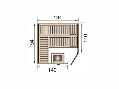 Sauna Elementsauna Varberg 3 HT isolierte Holztür mit Glasausschnitt Produktbild #3