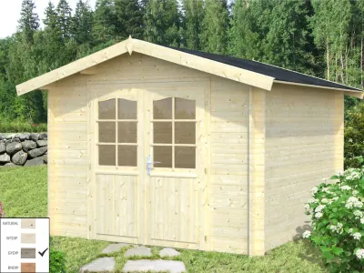 Gartenhaus Blockbohlenhaus Lotta 7,3 m² 28 mm grau tauchimprägniert Produktbild #1