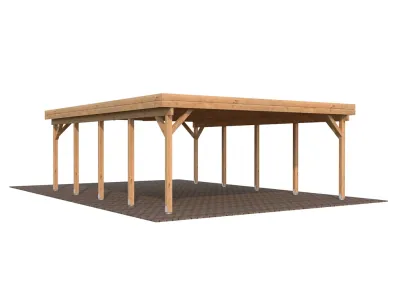 Carport Karl 40,6 m² braun tauchimprägniert Produktbild #1