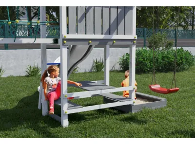 Spielturm Smart 1 Bridge grau-weiß inkl. Rutsche weiß Produktbild #4