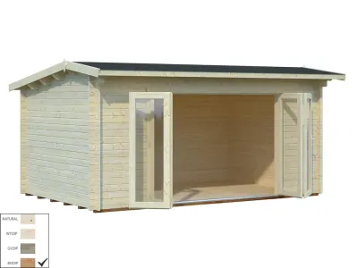 Gartenhaus Blockbohlenhaus Ines 13,7 m² 44 mm braun tauchimprägniert Produktbild #2