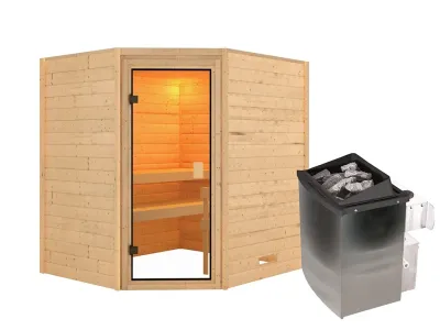 Sauna Elea mit bronzierter Glastür + 9 kW Saunaofen integr. Strg. Produktbild #9