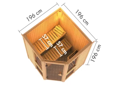 Sauna Amelia 2 SET mit Ofen 9 kW, integrierter Steuerung Produktbild #5