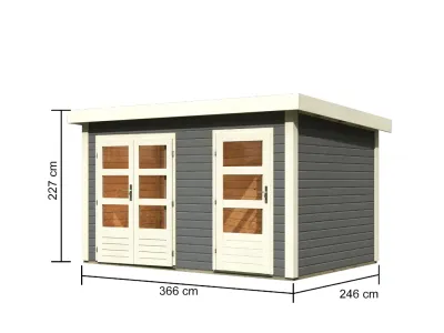 Gartenhaus Zweiraumhaus Schönbuch 1 38 mm terragrau Produktbild #7