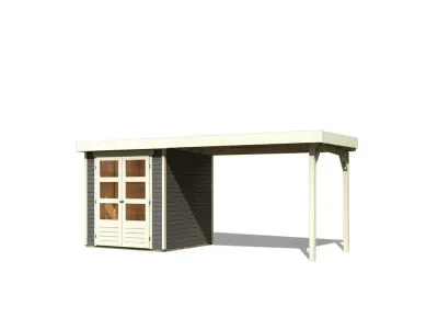 Gartenhaus Askola 2 19 mm terragrau inkl. 2,8 m Anbaudach Produktbild #8