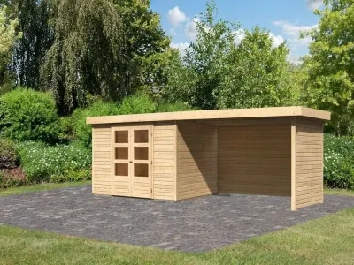 Gartenhaus SET Askola 5 19 mm naturbelassen, inkl. 2,8 m Anbaudach + Seiten- und Rückwand Produktbild #10
