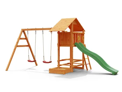 Spielturm Smart 1 teakfarben inkl. Rutsche grün Produktbild #6