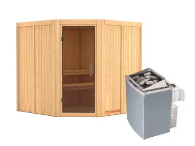 Systemsauna Jarin graphit Ganzglastür, inkl. 9 kW Saunaofen integr. Steuerung Produktbild #4