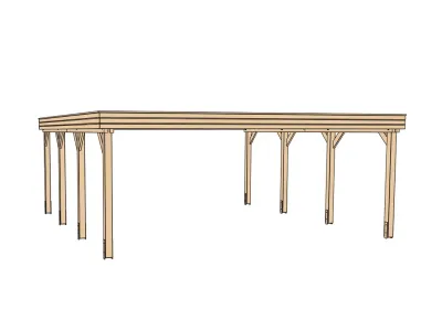Carport Flachdach Doppelcarport 609 Gr. 1 Produktbild #2