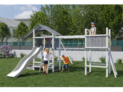 Spielturm Smart 1 Bridge grau-weiß inkl. Rutsche weiß Produktbild #2