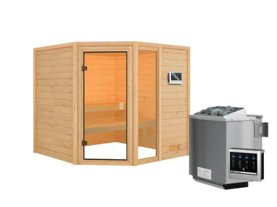Sauna Tabea mit bronzierter Glastür + 9 kW Bio-Kombiofen ext. Strg. Produktbild #4