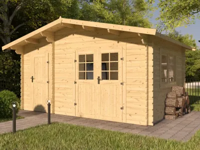 Gartenhaus Blockbohlenhaus Keiko 34 mm naturbelassen Produktbild #1