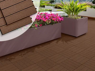 WPC Terrassenfliese Basic hellbraun - 1 Stück Produktbild #1
