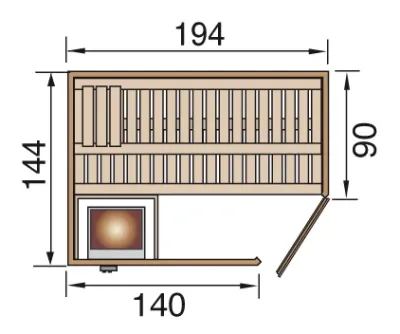 Sauna Elementsauna Varberg 1 GTF graphit Ganzglastür und Fensterelement Produktbild #2
