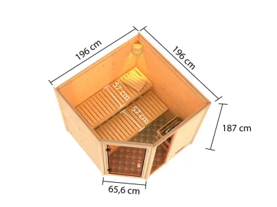 Sauna Massivholzsauna Tabea, mit bronzierter Ganzglastür Produktbild #4