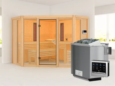 Multifunktionssauna Asta mit bronzierter Glastür + 9 kW Bio-Kombiofen ext. Strg. Produktbild #6