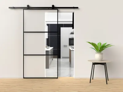 Glastür, Glasschiebetür mit Soft-Stop-Funktion, Klarglas 76 x 205 cm Produktbild #1