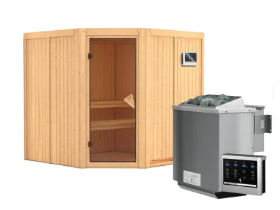 Systemsauna Jarin bronzierte Ganzglastür, inkl. 9 kW Bio-Kombiofen ext. Steuerung Produktbild #2