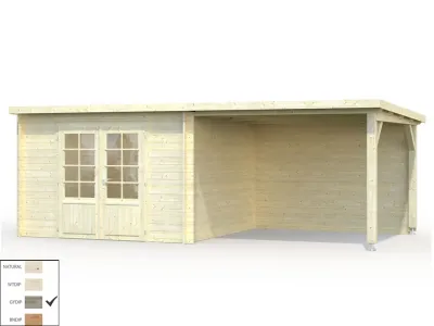 Gartenhaus Blockbohlenhaus Ella 8,7+8,2 m² 28 mm grau tauchimprägniert Produktbild #7