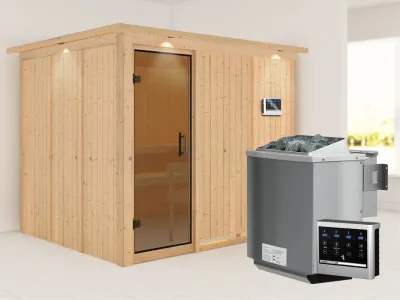 Systemsauna Gobin mit Dachkranz, graphit Ganzglastür, inkl. 9 kW Bio-Kombiofen ext. Steuerung Produktbild #6
