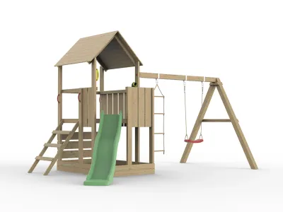 Spielturm Little Monkey KDI inkl. Rutsche grün Produktbild #4