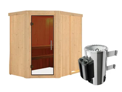 Sauna Systemsauna Saja graphit Ganzglastür + Plug & Play Saunaofen mit Steuerung Produktbild #6