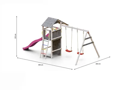 Spielturm Smart 5 grau/weiß inkl. Rutsche pink Produktbild #7