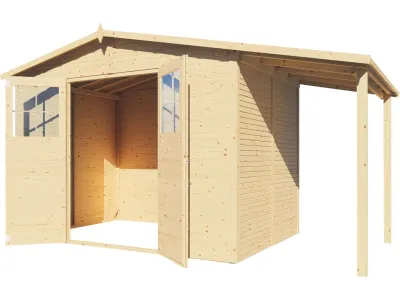 Gartenhaus Alexis 4 Rhombusprofil mit Anbau 18 mm natur Produktbild #5