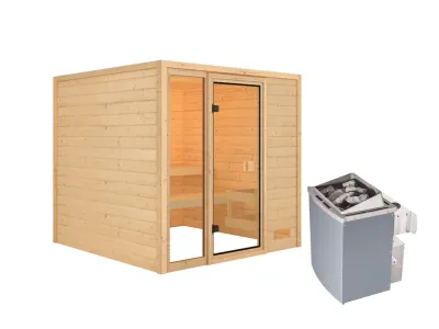Sauna Jutta mit bronzierter Glastür + 9 kW Saunaofen integr. Strg. Produktbild #2