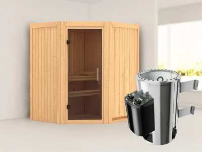 Sauna Systemsauna Tonja graphit Ganzglastür + Plug & Play Saunaofen mit Steuerung Produktbild #1